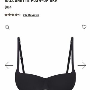 SKIMS Black Balconette Push-Up Bra